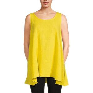 Patrizia Luca Women's M Gauge Roundneck Tank Top Yellow Gauze Cotton Lightweight